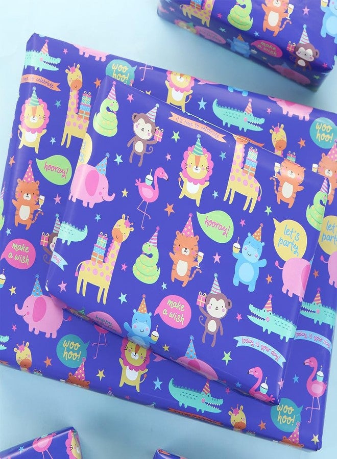 Boerni Wild Safari Zoo Jungles Animals Fun Gift Wrapping Paper 6 Sheets for Kids Boys Girls, Adorable Flamingo Gift Wrap for Birthday Baby Shower Children's Day Christmas Party, Folded Flat 20x28 Inches Per Sheet - Image 4